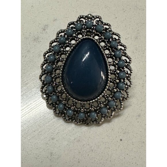 Vintage Silver & Blue Teardrop Earrings - Picture 3 of 3